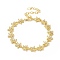 Clear Cubic Zirconia Star Link Chain Bracelet, Rack Plating Brass Jewelry for Women, Lead Free & Cadmium Free, Long-Lasting Plated, Real 18K Gold Plated, 7-5/8 inch(19.4cm)