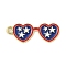 Independence Day Alloy Enamel Pandants, Golden, Glasses, 27x10x1.5mm, Hole: 1.8mm