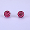 Printed Round Silicone Focal Beads, Medium Violet Red, 15x15mm, Hole: 2mm