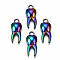 Rainbow Color Alloy Pendants, Cadmium Free & Lead Free, Tooth, 19x8x3.5mm, Hole: 2mm