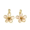 Brass Micro Pave Cubic Zirconia Pendants, with Enamel, Flower, Real 18K Gold Plated, Lavender, 16x15x4.5mm, Hole: 2.5x4.5mm