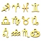 12Pcs Ion Plating(IP) 304 Stainless Steel Pendants, Golden, Twelve Constellation Charm, Constellation, 7.5~11x7.5~10x1mm, Hole: 1.2~1.5mm