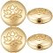 20Pcs Tibetan Style Alloy Beads, Flat Round with Lotus, Real 18K Gold Plated, Matte Gold Color, 14x6.5mm, Hole: 1mm