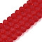 Transparent Glass Beads Strands, Faceted, Frosted, Rondelle, Crimson, 6x4.5mm, Hole: 1.4mm, about 80~85pcs/strand, 38~40cm