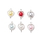 Heart Acrylic Pearl with Alloy Connector Charms, Antique Silver, Mixed Color, 20x13x8mm, Hole: 1.8mm & 2mm