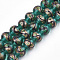 Handmade Gold Sand Lampwork Beads, Round, Dark Cyan, 12~12.5x11~12mm, Hole: 1.5~2mm