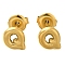 304 Stainless Steel Stud Earrings, Real 14K Gold Plated, Letter Q, 8x7mm