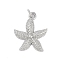 Rack Plating Brass Pendants, Long-Lasting Plated, Lead Free & Cadmium Free, with Jump Ring, Starfish Charms, Platinum, 23x18x3mm