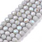 Electroplate Opaque Solid Color Glass Beads Strands, Half Rainbow Plated, Faceted, Rondelle, Light Grey, 3.5~3.8x3mm, Hole: 0.4mm, about 105~110pcs/strand, 29~31cm