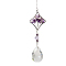 K9 Crystal Glass Big Pendant Decorations, Hanging Sun Catchers, with Amethyst Chip Beads, Rhombus with Tree of Life, Indigo, 38.5cm