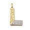 Brass Micro Pave Cubic Zirconia Pendants, Cadmium Free & Nickel Free & Lead Free, Letter Charms, Real 18K Gold Plated, Letter L, 26.5x14mm, Hole: 5x2.5mm