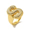 Letter Brass Micro Pave Clear Cubic Zirconia Open Cuff Ring for Women, Cadmium Free & Nickel Free & Lead Free, Real 18K Gold Plated, Letter S, 19.5x13.5mm, US Size 6(16.5mm)