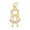 Rack Plating Brass Micro Pave Cubic Zirconia Pendant, Lead Free & Cadmium Free, Long-Lasting Plated, Human Charms, with Jump Ring, Real 18K Gold Plated, 21x10.5x2.5mm