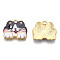 Rack Plating Printed Alloy Pendants, Cadmium Free & Nickel Free & Lead Free, Light Gold, Cat, Dark Gray, 16x18.5x2.5mm, Hole: 1.6mm