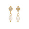 Golden Stainless Steel Earrings with Pearl, Pentagon