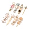 Imitation Pearl Iron Alligator Hair Clips Sets, with Acrylic and Resin, Mixed Shapes, Aqua, 59~68x15~23x8~18mm, 8pcs/set