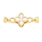 Brass Micro Pave Clear Cubic Zirconia Fold Over Clasps, Cadmium Free & Nickel Free & Lead Free, with Shell, Flower, Real 18K Gold Plated, 39mm