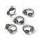 Dragon Head Natural Kyanite Cuff Rings, Antique Silver Tone Brass Open Rings for Women, 5mm, Inner Diameter: US Size 8 1/4(18.3mm)