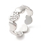 Tarnish Resistant 201 Stainless Steel Open Cuff Ring Rhinestone Settings, Heart Finger Ring for Women, Stainless Steel Color, US Size 6 1/2(17mm), 6~7mm, Fit for 0.8mm Rhinestone