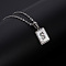 Rectangle Stainless Steel Pave Natural White Shell Pendant Necklaces, Stainless Steel Color, Letter S, 17.72 inch(45cm)