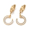 PVD Vacuum Plating 201 Stainless Steel C-Shaped Hoop Earrings, with Shell & 304 Stainless Steel Pin, Golden, 35x15mm