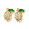 Brass Micro Pave Cubic Zirconia Pendants, Real 18K Gold Plated, Fruit, 12x9x3mm, Hole: 1mm