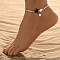 Starfish & Shell Glass Beaded Anklets, with Plastic Beads and Alloy Findings, Black, 9-1/2 inch(24cm)