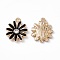 Alloy Rhinestone Pendants, Enamel Style, Light Gold, Chrysanthemum Charm, Black, 17x14x2.5mm, Hole: 1.5mm