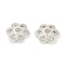 Brass Micro Pave Clear Cubic Zirconia Bead Caps, Cadmium Free & Nickel Free & Lead Free, Flower, 925 Sterling Silver Plated, 7.5x7.5x2mm, Hole: 1.4mm