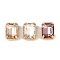 Brass Glass Rhinestone Sew on Rhinestones, Faceted, Rectangle, Mixed Color, Golden, 8x6x6mm, Hole: 1mm