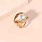Golden Alloy Rhinestone Finger Rings, Teardrop, Champagne Gold