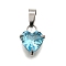 304 Stainless Steel Micro Pave Cubic Zirconia Pendants, Heart Charms, Turquoise, 13x9.5x5mm, Hole: 3x5.5mm