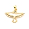 Brass Micro Pave Cubic Zirconia Pendants, Cadmium Free & Lead Free, with Shell, Pigeon Charms, Real 16K Gold Plated, 20x26x2.5mm, Hole: 3.5mm