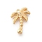 Brass Micro Pave Clear Cubic Zirconia Pendants, Cadmium Free & Nickel Free & Lead Free, Coconut Tree, Real 18K Gold Plated, 15x12x2.5mm, Hole: 1.4mm