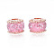Rack Plating Alloy European Beads, with Resin and Sequins, Large Hole Beads, Cadmium Free & Lead Free, Rondelle, Rose Gold, Pearl Pink, 13.5x11mm, Hole: 4.5mm