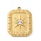 304 Stainless Steel Rhinestone Pendants, Golden, Rectangle, 19.5x15x3.5mm, Hole: 1.4mm