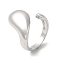 Rack Plating Brass Blank Teardrop Open Cuff Rings, Cadmium Free & Lead Free, Platinum, US Size 7 1/4(17.5mm)