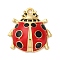 Brass Micro Pave Black Cubic Zirconia Enamel Pendants, Ladybug Charms, Rack Plating, Long-Lasting Plated, Cadmium Free & Lead Free, Real 18K Gold Plated, 20x19x6mm, Hole: 1.6mm