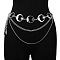 Alloy Moon 3-Layer Waist Chain Belts, Women Metal Link Chain Belts for Pants Dresses, Platinum, 400~1100mm