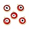 Handmade Lampwork Pendants, with Golden Tone Brass Findings, Cadmium Free & Lead Free, Evil Eye, Red, 16x13.5x3mm, Hole: 1.4mm