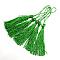 Polyester Tassel Decorations, Pendant Decorations, Green, 130x6mm, Tassel: 70~90mm