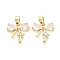 Brass Micro Pave Cubic Zirconia Pendants, Cadmium Free & Nickel Free & Lead Free, Real 18K Gold Plated, Bowknot, Clear, 13x13x3.5mm, Hole: 5x3mm