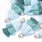 Polycotton(Polyester Cotton) Tassel Pendant Decorations, with Iron Findings, Golden, Colorful, 39~40x19~26x6~7mm, Hole: 4mm