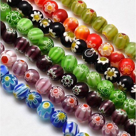 Круглые Millefiori стеклянные бусины нити LK-P002-M-1