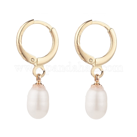 Серьги-кольца с натуральным жемчугом EJEW-SZ0001-60A-1