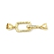 Brass Micro Pave Clear Cubic Zirconia Fold Over Clasps, Cadmium Free & Nickel Free & Lead Free, Rectangle, Real 18K Gold Plated, 43mm