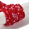 Imitation Jade Glass Beads Strands, Half AB Color Plated, Faceted, Frosted, Rondelle, Red, 3.5~3.8x3mm, Hole: 1mm, about 105~110pcs/strand, 29~31cm