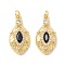 Rack Plating Brass Micro Pave Midnight Blue Cubic Zirconia Pendants, Cadmium Free & Nickel Free & Lead Free, Horse Eye, Real 18K Gold Plated, 21x10.5x4mm, Hole: 2.6mm