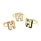 Mixed Color Enamel Initial Letter Adjustable Ring with Clear Cubic Zirconia, Real 18K Gold Plated Brass Jewelry for Women, Cadmium Free & Lead Free, Letter.H, US Size 5 1/4(16mm), Letter.H: 14x12mm