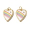 Brass Micro Pave Clear Cubic Zirconia Pendants, with Enamel and Jump Rings, Heart with Rainbow, Real 18K Gold Plated, 23.5x19x2.5mm, Hole: 3.5mm